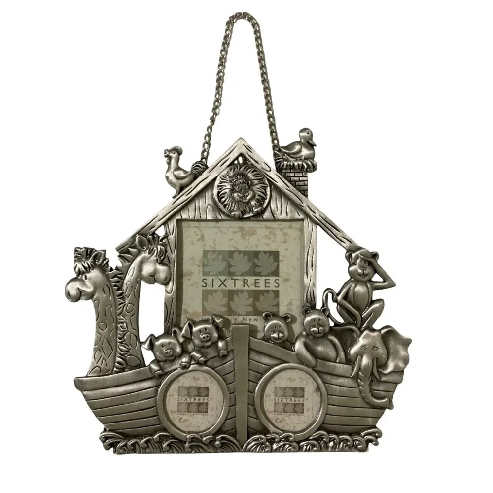 Noahs Ark Pewter Photo Frame With Chain Hanger
